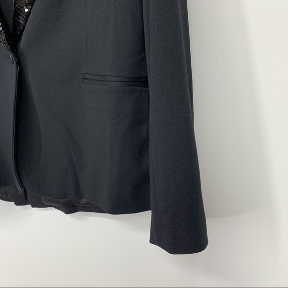 Adrianna Papell Black Sequin Lapel Lightweight Ponte Blazer New Nwt Size Medium - Picture 5 of 16